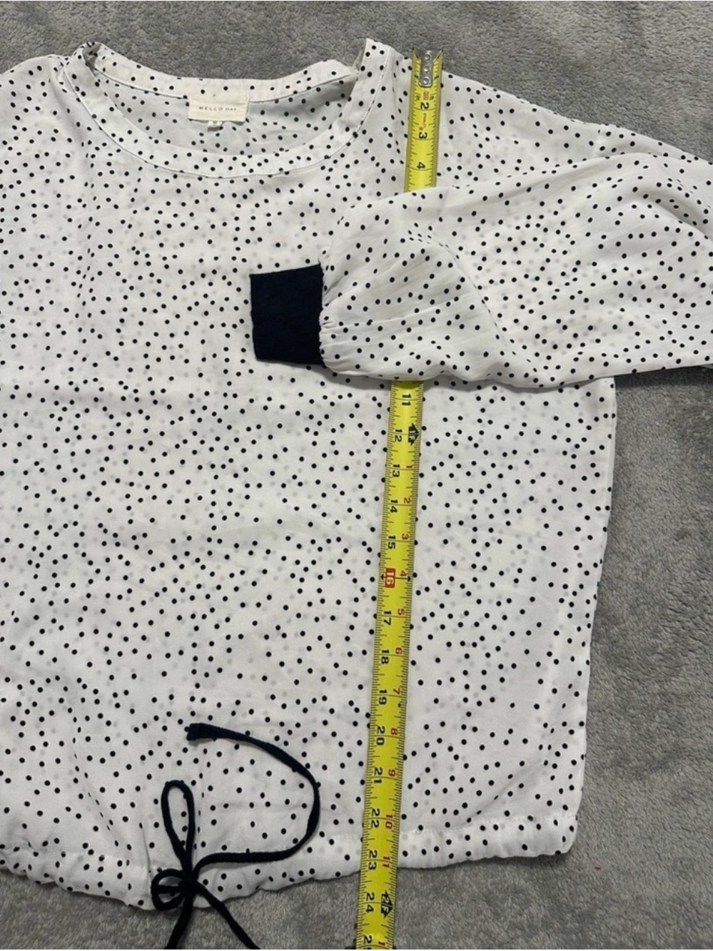 Mello Day for Anthropologie Polka Dot Drawstring Hem Blouse Medium - Picture 4 of 6